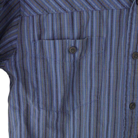 REI Mens Blue Short Sleeve Button Up Shirt Size M Striped Outdoor Lightweight - Picture 4 of 7